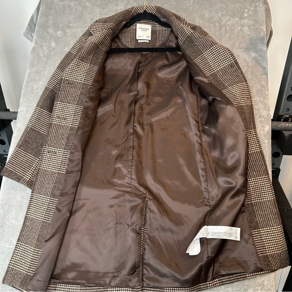 Abercrombie & Fitch The A&F Dad Coat Plaid Brown Long Overcoat Women's XXSP - Picture 3 of 16